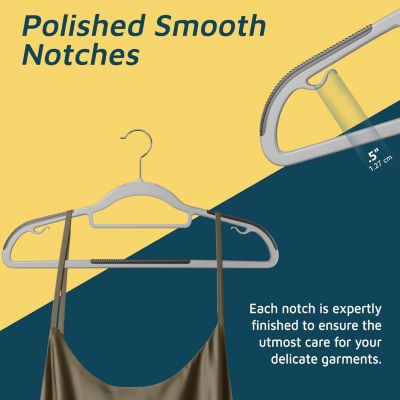 50-piece slim, lightweight hangers with 360° swivel hooks and non-slip rubber coating—perfect for saving space and holding dry or wet clothes.