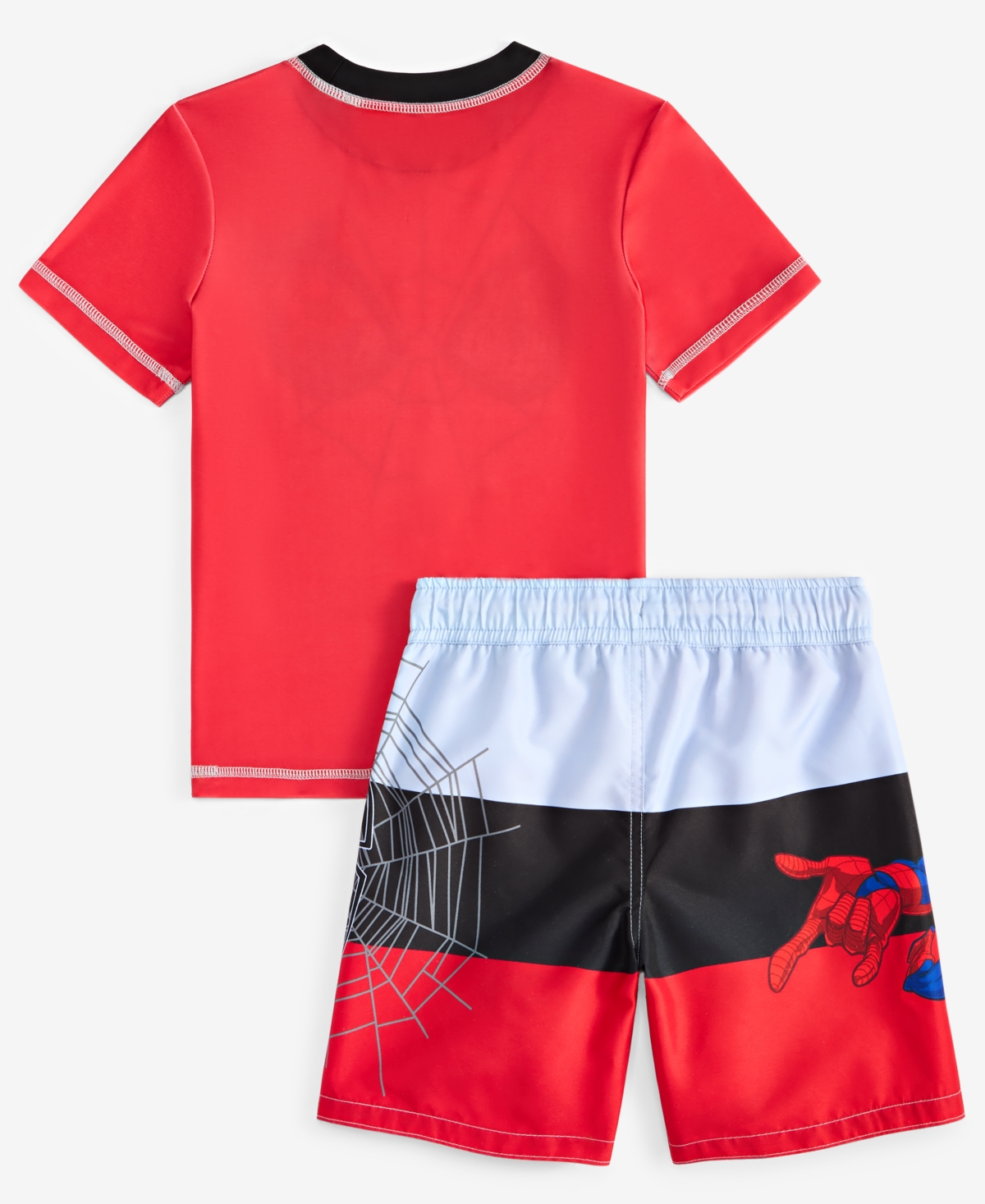 Spider-man Little Boys Rash Guard & Swim Trunks Swimsuit, 2 Piece Set In Red