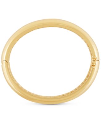 Polished Tube Hinge Wide Bangle Bracelet (18mm) in 18k Gold-Plated Sterling Silver