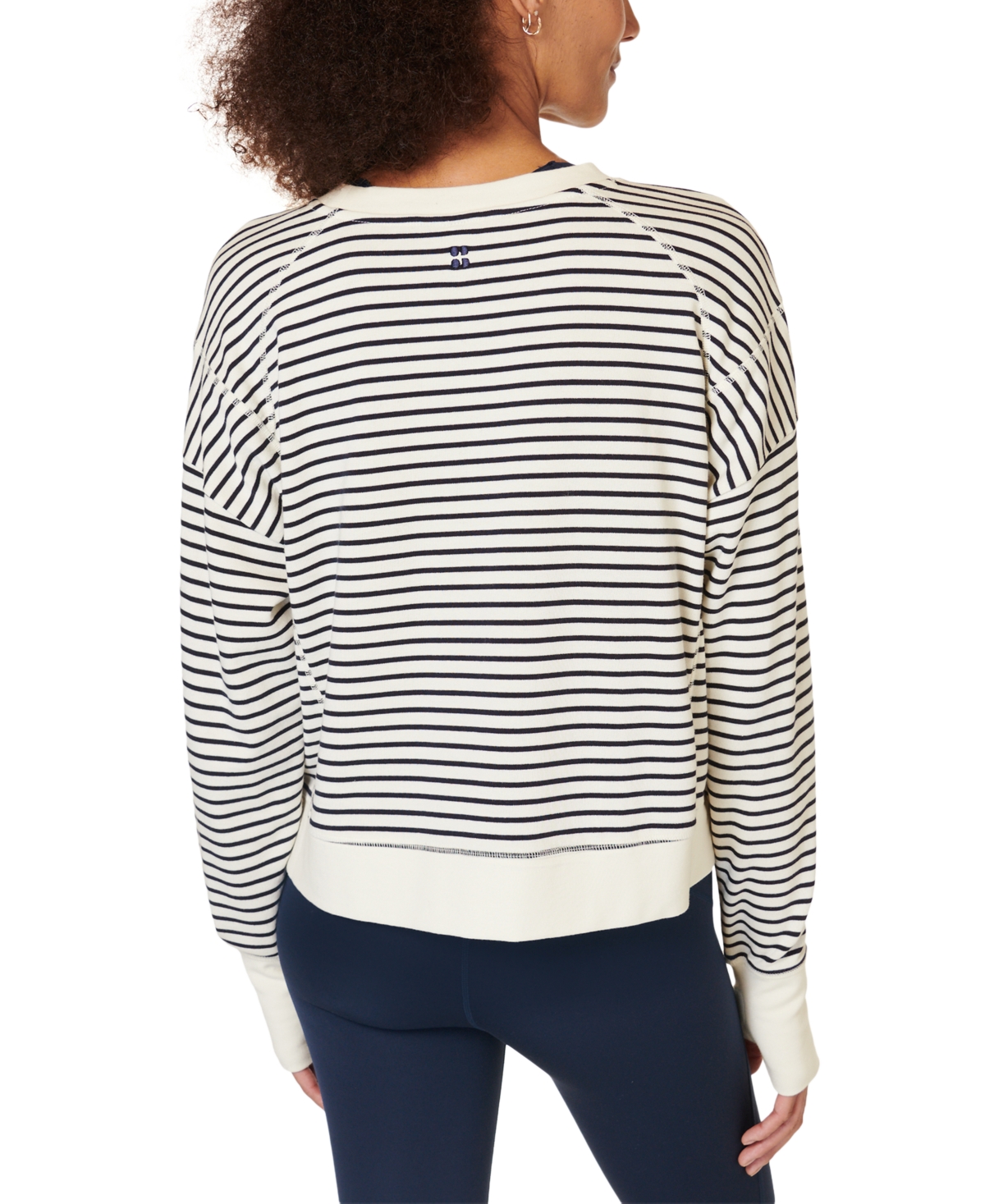 Sweaty Betty After Class Crop Sweatshirt In Lily White Stripe