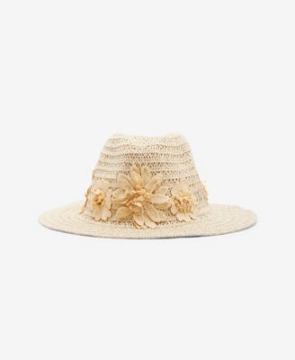 Steve Madden - Embroidered Flower Appliqu&eacute; Panama Hat