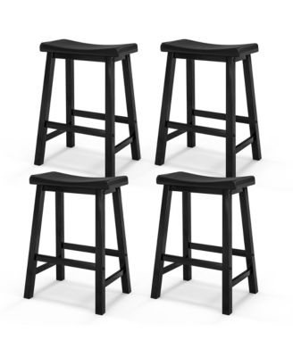 Set of 4 Wooden Ergonomic Saddle Counter Height Bar Stools