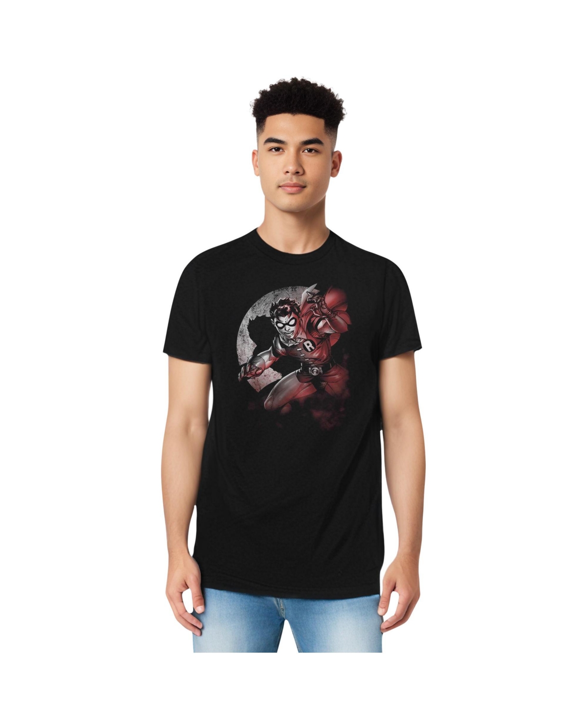 Mens Robin Spotlight Short Sleeve Adult Tee / T-Shirt - Black