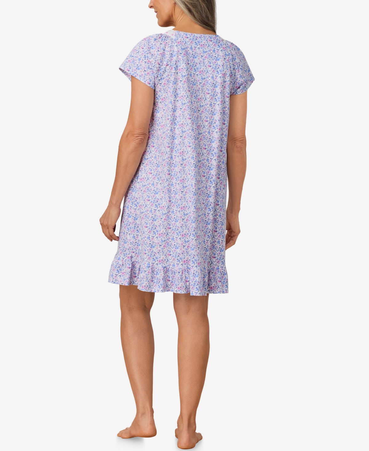 Aria Women's Short Cap Sleeve Nightgown In Purple Floral