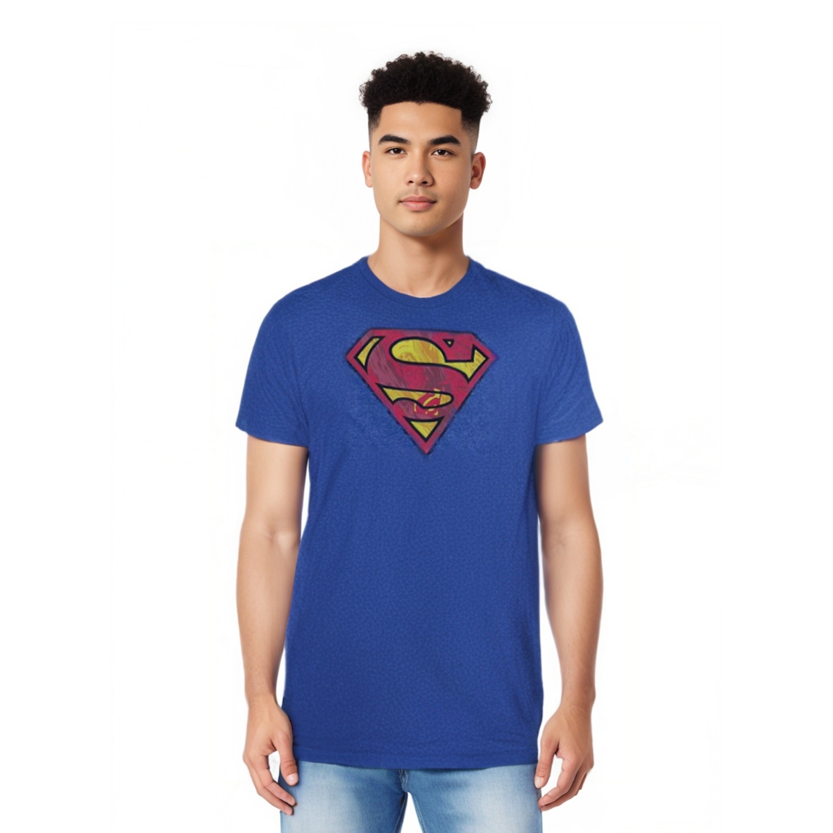 Men's Action Shield Adult Heather Tee / T-Shirt - Medium blue