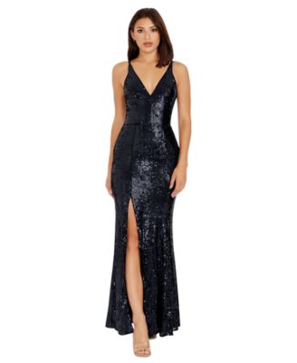 Dress the Population - Women's Iris Sequined Side-Slit Gown