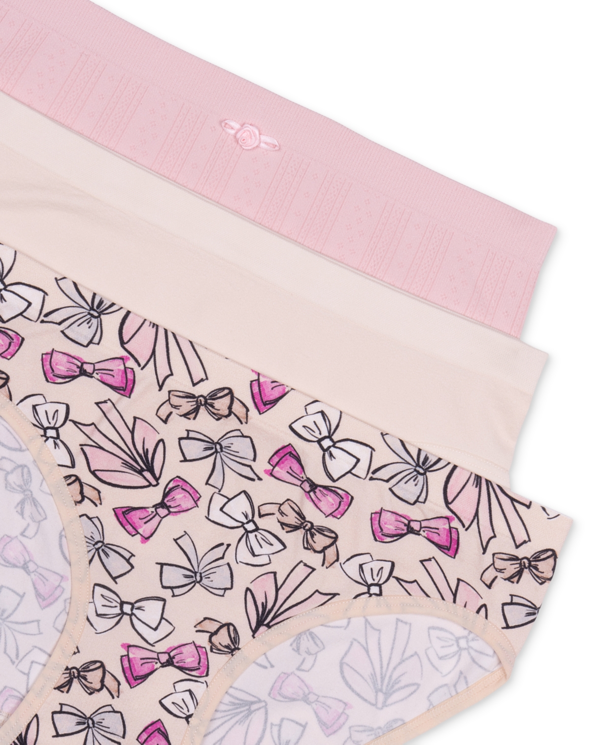 Shop Maidenform Big Girls Seamless Hipster Underwear, Pack Of 3 In Bow Pnk Poin