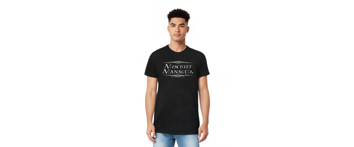 Mens Mischief Managed Short Sleeve Adult Tee / T-Shirt - Black