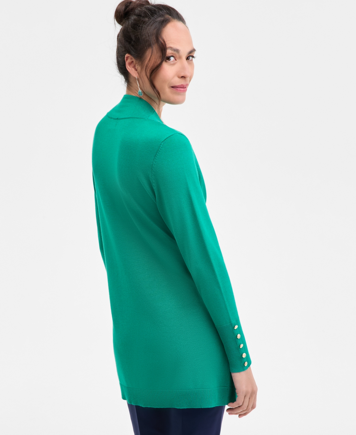 JM COLLECTION PETITE OPEN-FRONT BUTTON-CUFF CARDIGAN, CREATED FOR MACY'S 