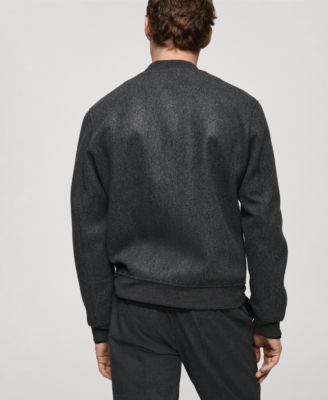 MANGO Men's Slim-Fit Flannel Bomber Jacket