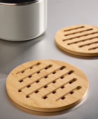 Set Of 2 Round Bamboo Trivets