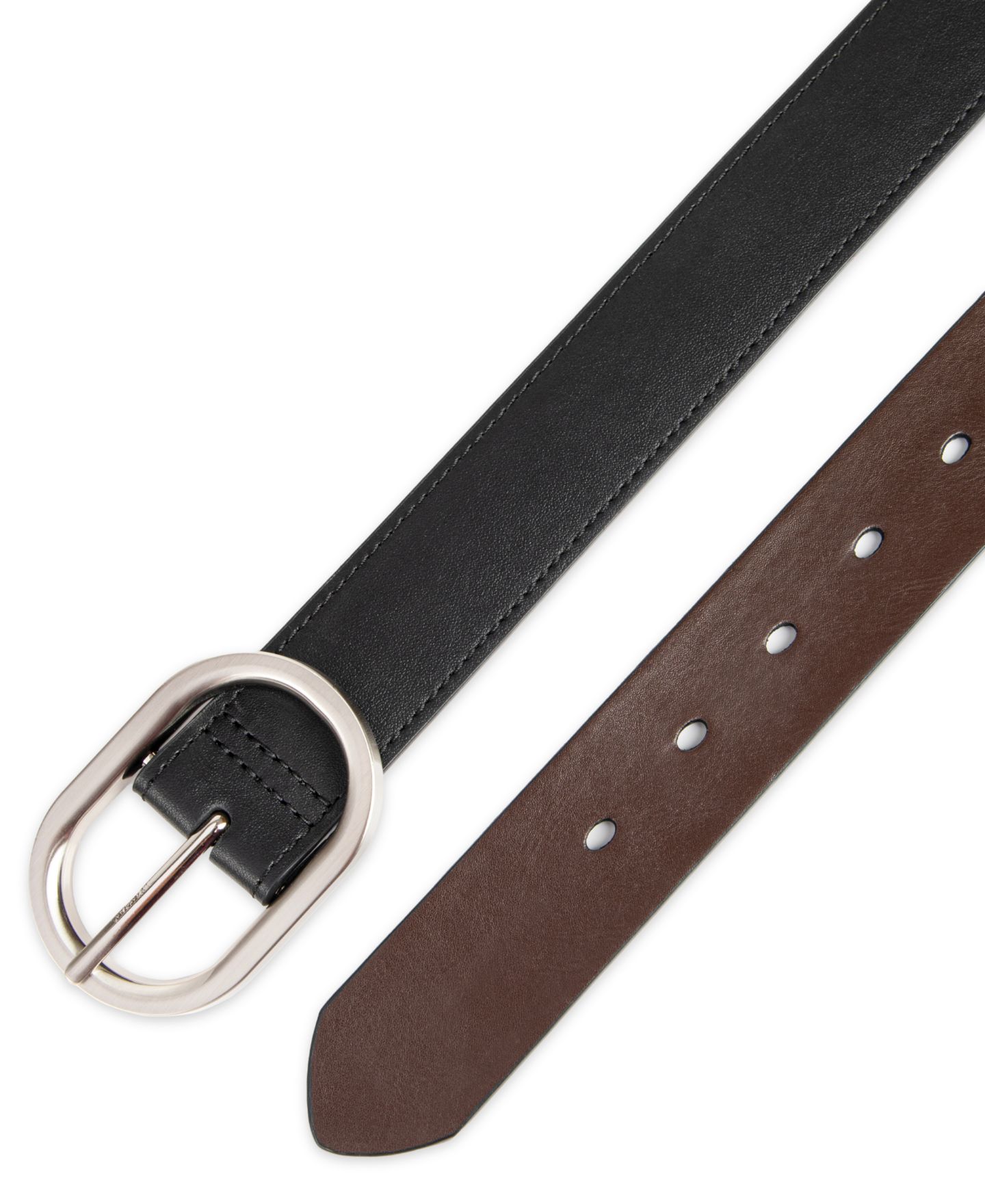 Мужской ремень Calvin Klein Reversible Center Bar Buckle Dress Belt, цвет: Чёрный / Коричневый — фото 13