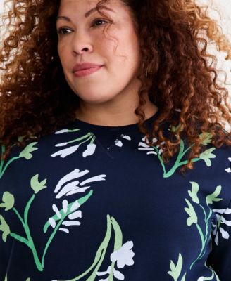 Plus Size Printed Fleece Sweatshirt, Exclusively at Macy's