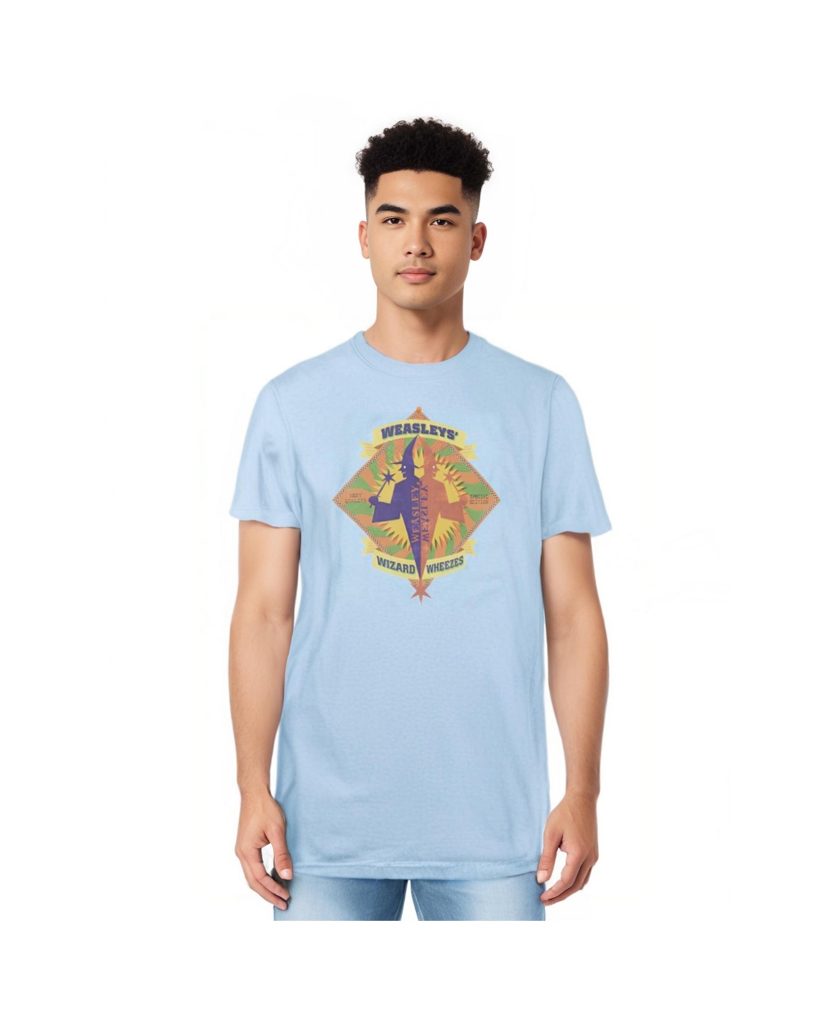 Mens Wizard Wheezes Short Sleeve Adult Tee / T-Shirt - Bright blue