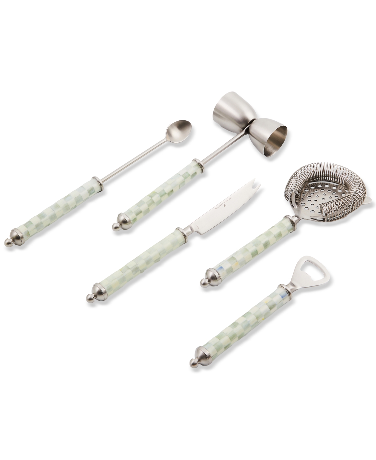 Mackenzie-childs Sterling Check 3260 Bar Tool, Set Of 5 In Multi