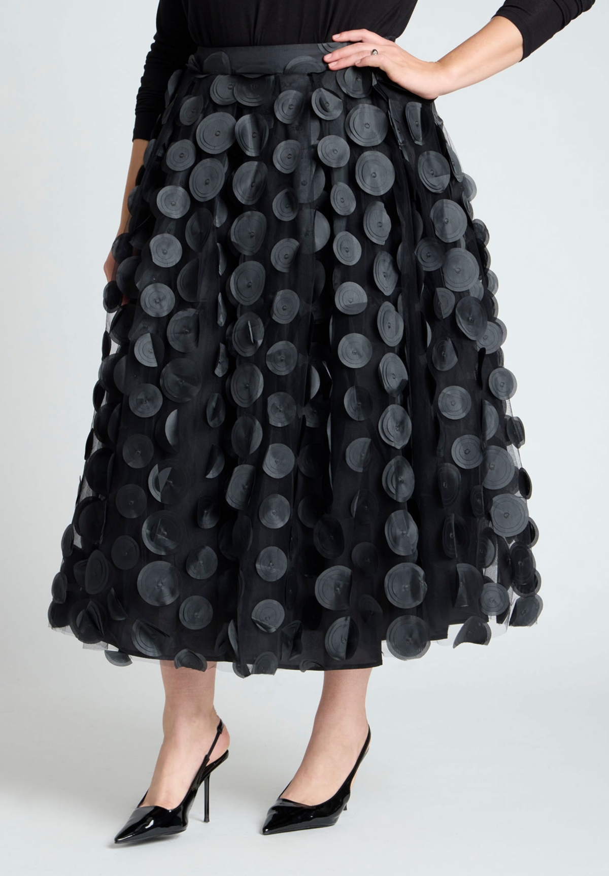 Women's Dimensional Dot Full Skirt - Black onyx