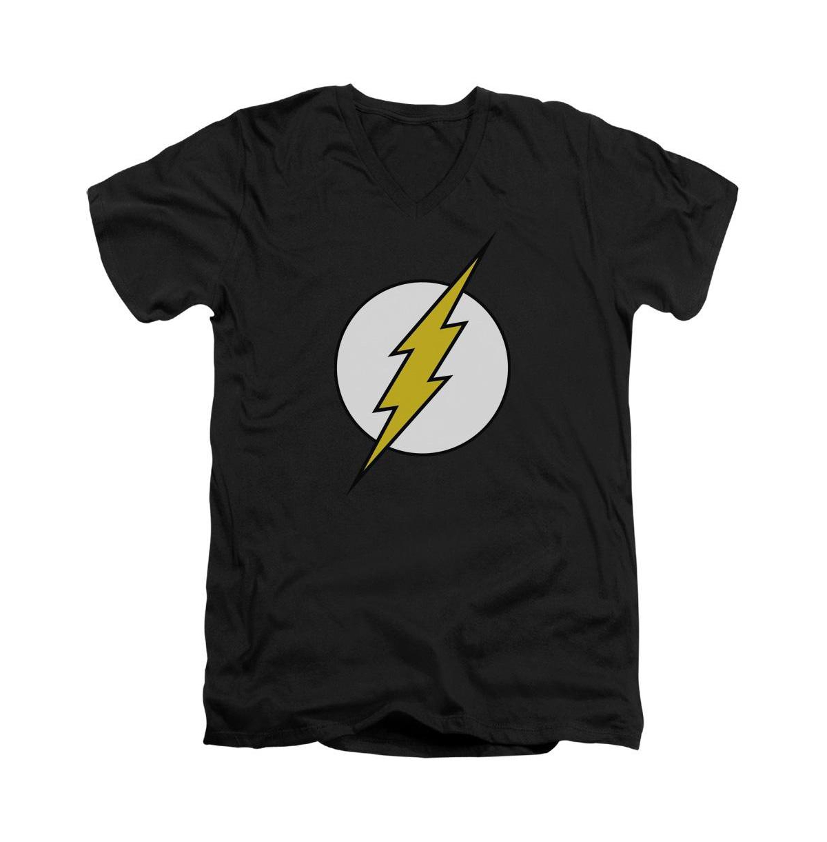 Dc Flash Mens Dc Comics Flash Fl Classic Short Sleeve Adult V Neck Premium Cotton Tee / T-Shirt - Black