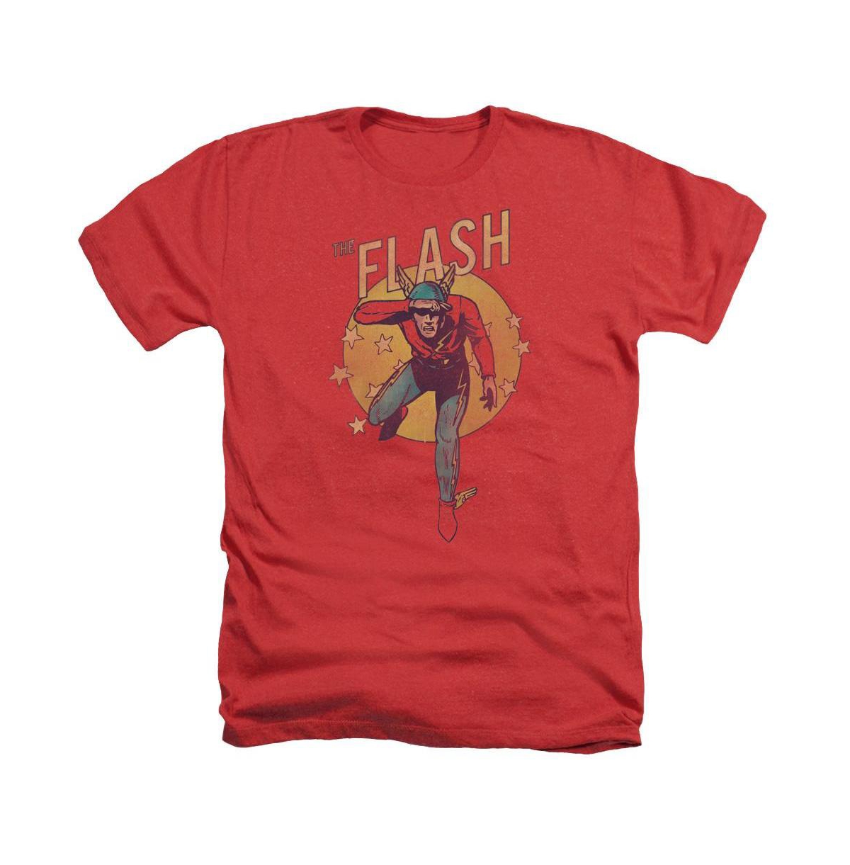 Dc Flash Mens Dc Comics Flash Circle & Stars Adult Heather Tee / T-Shirt - Red