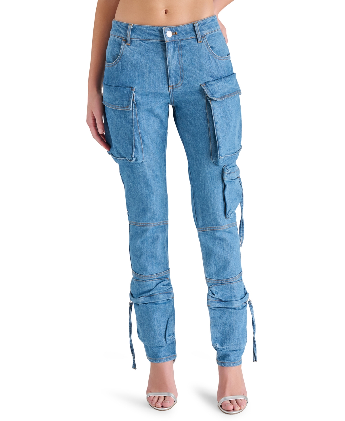 Women's Skinny Cargo Jeans - Medium Blue