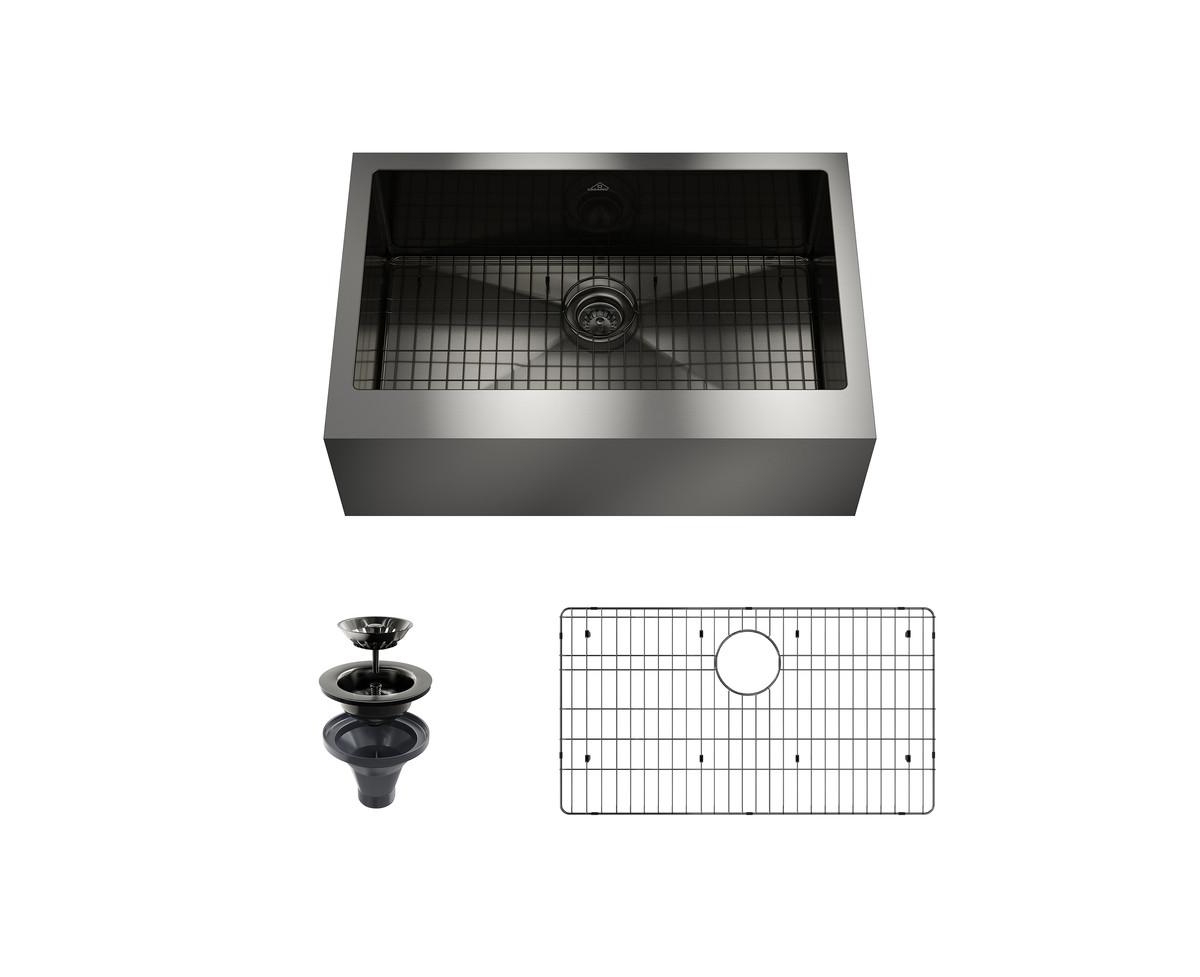 33inch L x 22inch W Kitchen Sink with Accessories - Gunmetal black