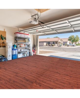 Interlocking Floor Mat Mahogany Wood Print 12 Pieces 24x24