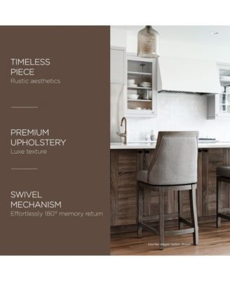 Vienna Bar Stool, Oak Finish, Ash Grey Upholstery, Set of 3