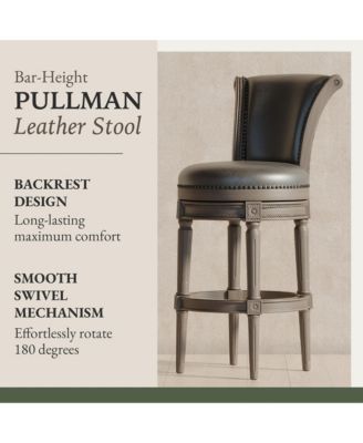 Pullman Bar Stool in Reclaimed Oak Finish, Ronan Stone, Set of 2