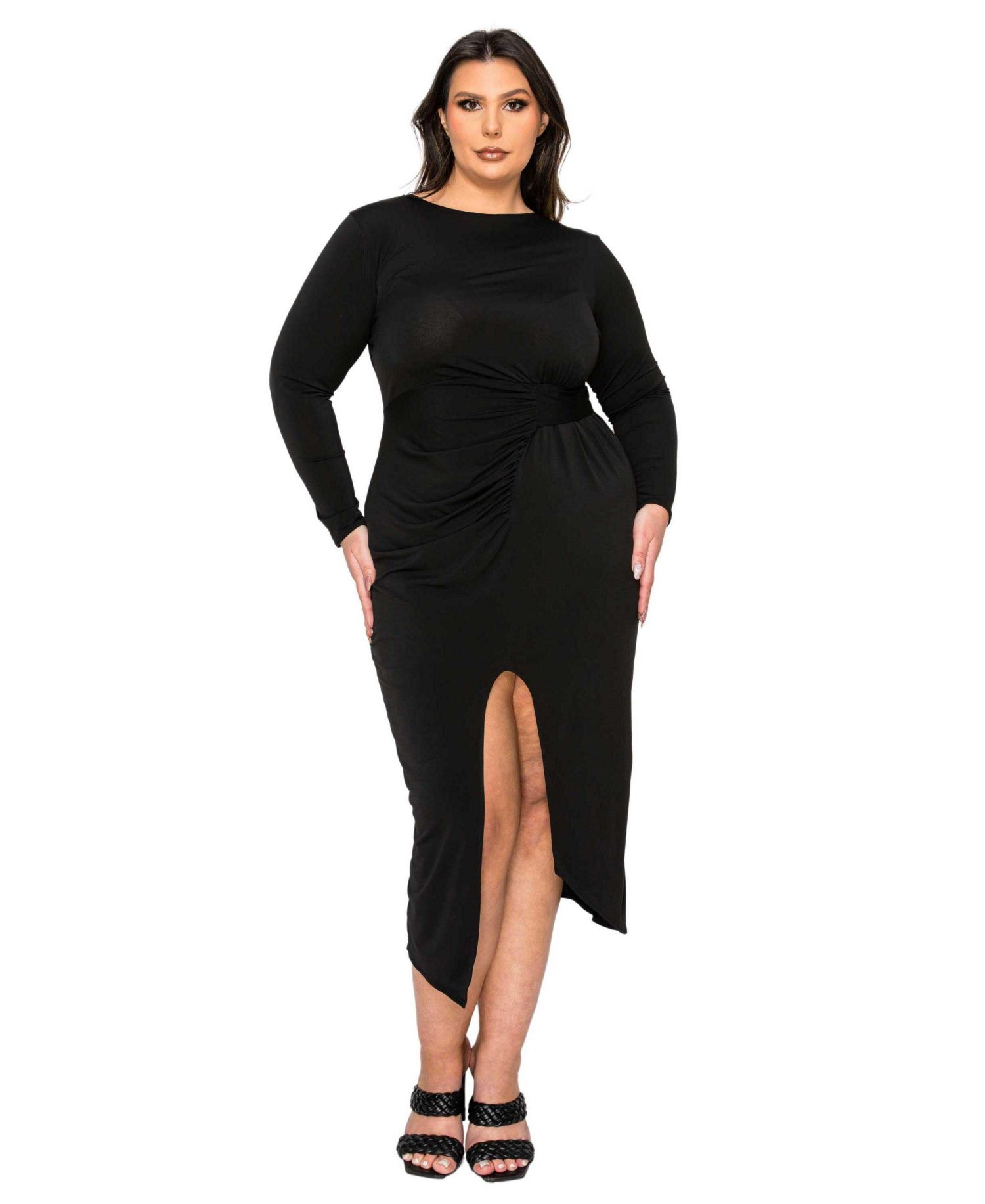 Plus Size Estelle Ruched Bodycon Midi Dress