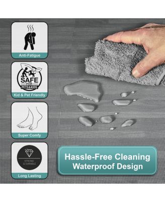 3/8-Inch Thick 96 Sq. Ft. Wood Grain Floor Foam EVA Interlocking Mats Tiles w/ Borders - for Home, Playroom, Basement, Trade Show