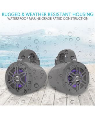 4'' Waterproof Marine Tower Speakers with LED Lights, 300W, Black