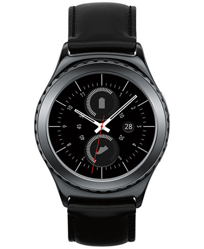 Samsung Unisex Gear S2 Classic Smart Watch with 40mm Black Steel Case & Black Leather Strap SMR7320ZKAXAR
