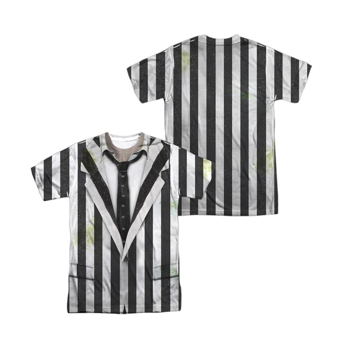 Mens Suit (Front/Back Print) Short Sleeve Adult Poly Crew Tee / T-Shirt - White