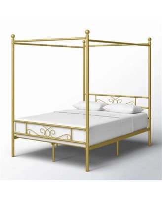 French Country Four Poster Metal Canopy Bed