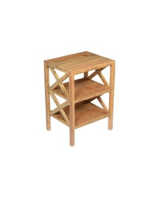 Global Archive Solid Wood Rustic Modern X-Side Accent Bookcase with Two Shelves