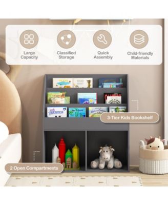 Kids Wooden Bookshelf Bookcase Children Toy Storage Cabinet Organizer