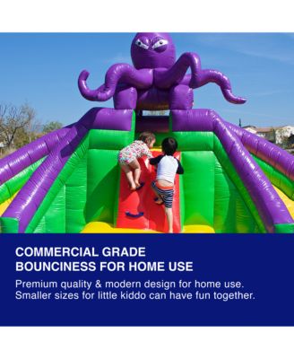 HeroKiddo Octopus Inflatable Water Slide with Splash Pool and Dual Slides for Kids and Toddlers (with Blower), Water Cannon, Climbing Wall, Backyard Water Park, Summer Fun