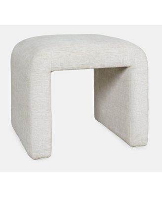 Luxury Curved Upholstered Waterfall Jacquard Petite Ottoman Bench - Set of 2