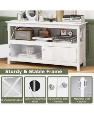 TV Stand Entertainment Center with Charging Station for TVs up to 50 Inch