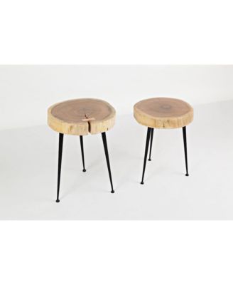 Global Archive Flat-Pack Wood and Iron Accent Tables (Set of 2)