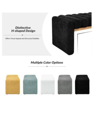 Modern Bench with Solid Wood and Removable Round Bolster Cushions