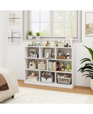 3-Tier Open Bookcase 8-Cube Floor Standing Storage Shelves Display Cabinet