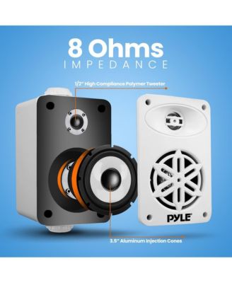 3.5” 2-Way Indoor/Outdoor Speaker System - Waterproof Design with 1/2” High Compliance Polymer Tweeter