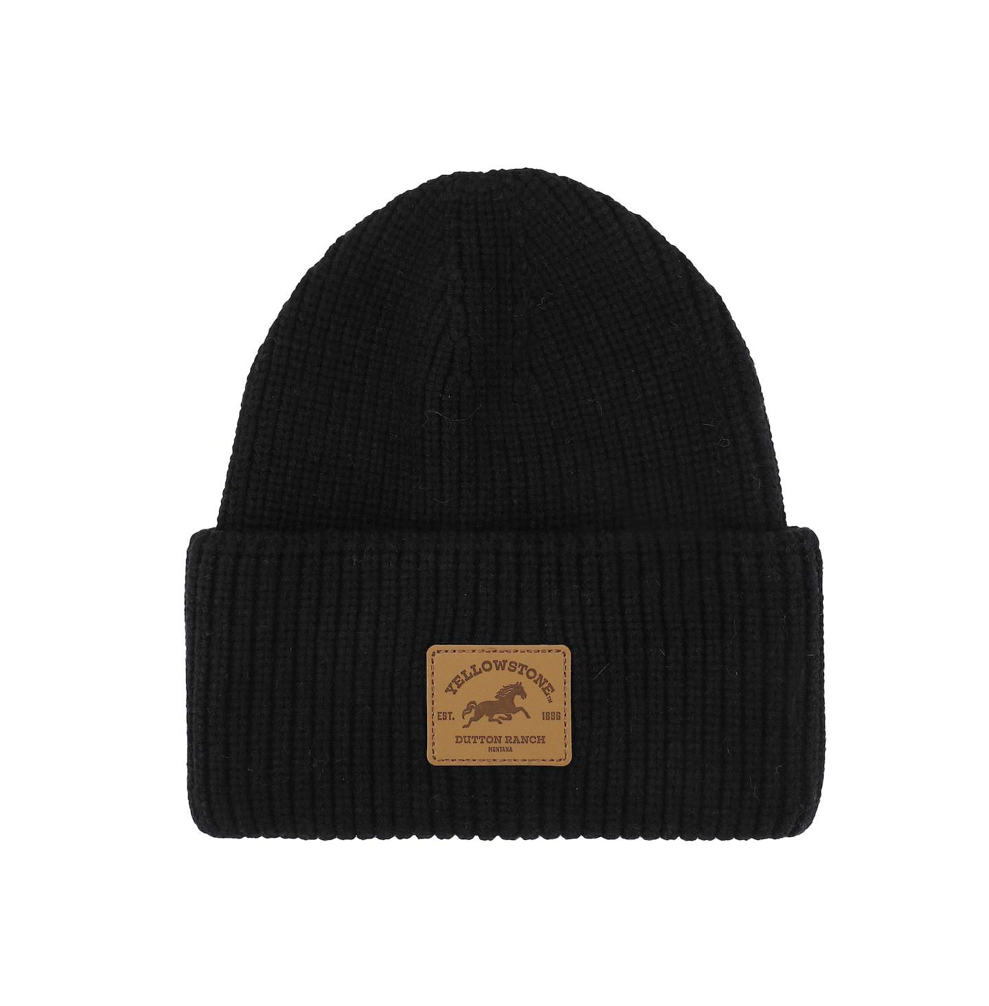 Мужская шапка Yellowstone Dutton Ranch Black Cuff Beanie, цвет: Чёрный — фото 1