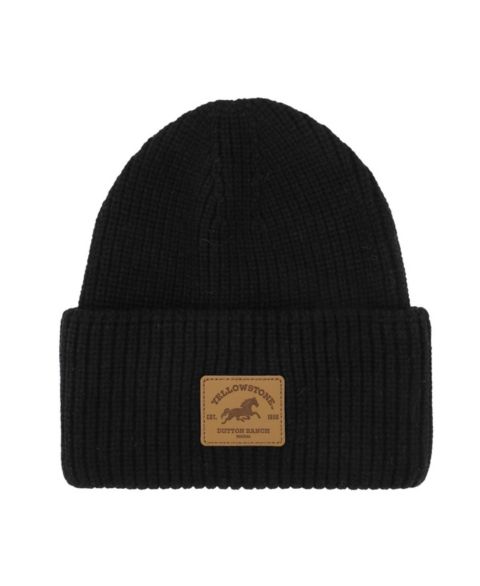 Мужская шапка Yellowstone Dutton Ranch Black Cuff Beanie, цвет: Чёрный