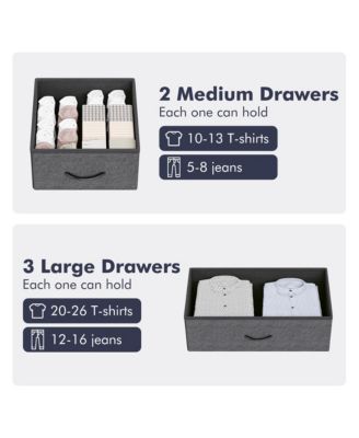 5 Drawers Dresser for Bedroom, Chest of Drawers with Shelf