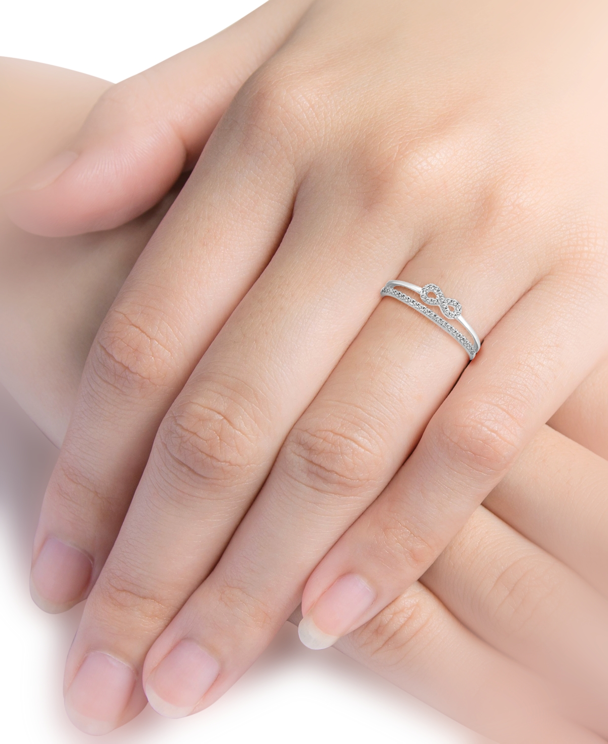 Macy's Diamond Infinity Double-row Ring (1/6 Ct. T.w.) In 10k White Gold In White Gold