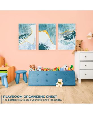 43 Inch Faux Suede Storage Bench - Perfect Toy and Shoe Chest, Hope Chest, Pouffe Ottoman, Seat, Foot Rest (Large|Teal)