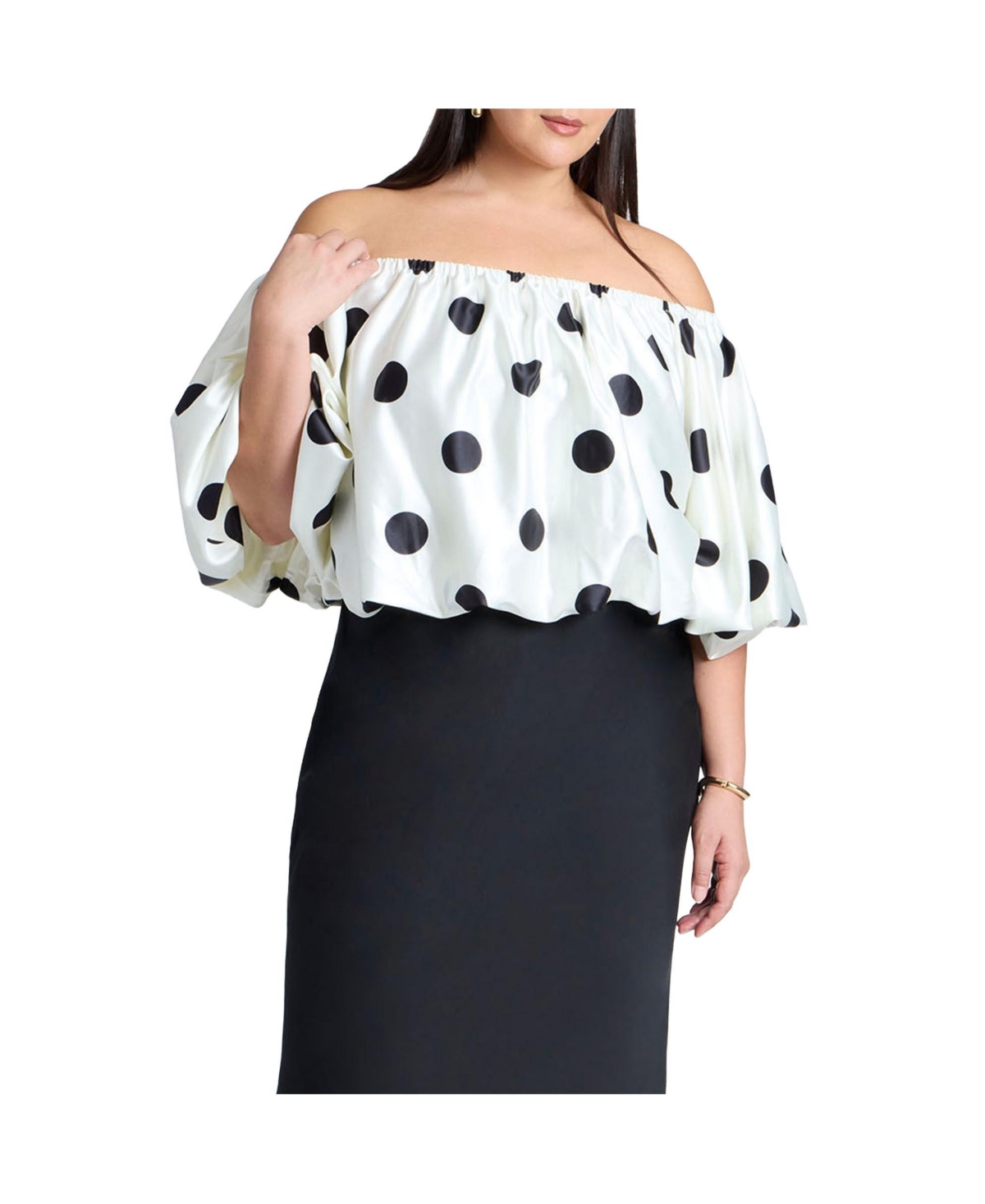 Plus Size Satin Bubble Top - Polka dot