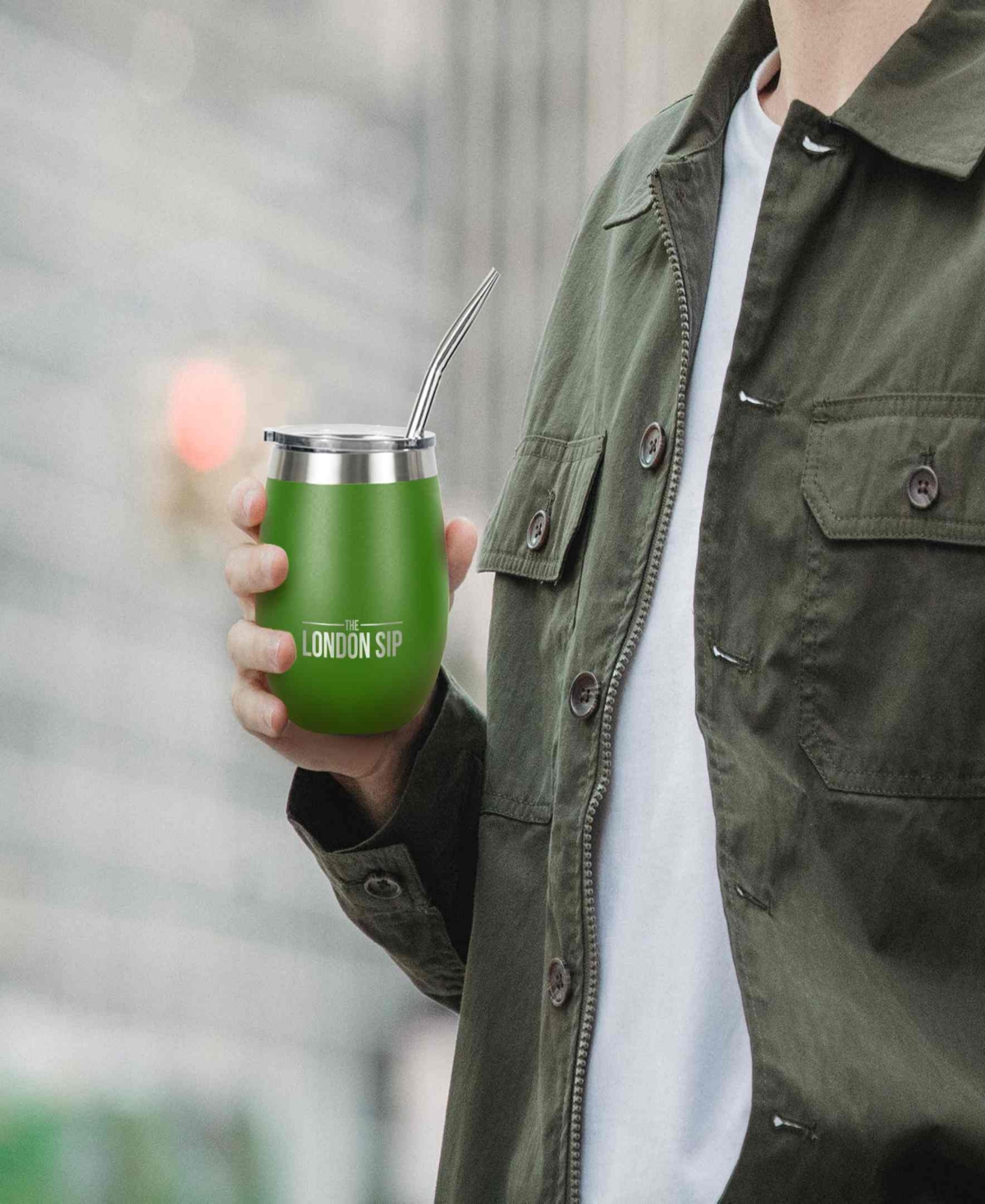 London Sip 8 Oz. Yerba Mate Cup Bombilla Straw In Green