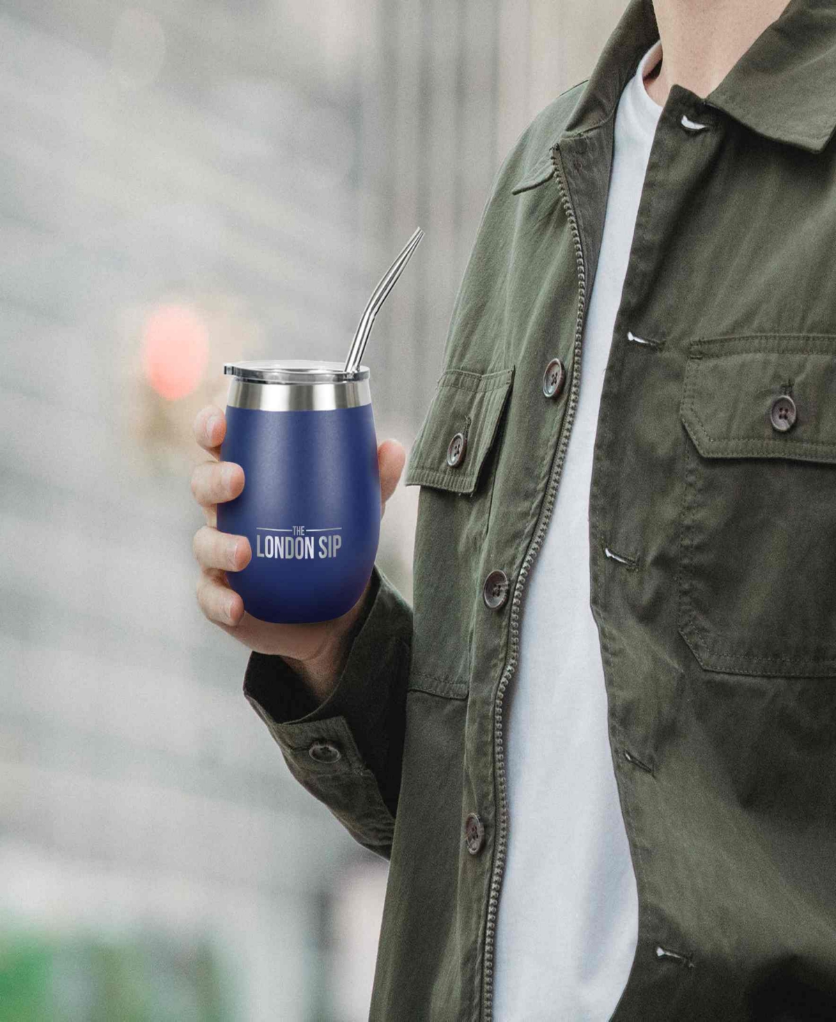 London Sip 8 Oz. Yerba Mate Cup Bombilla Straw In Blue
